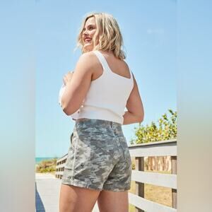 SPANX Gray and Green Cargo Shorts with Modern Camouflage